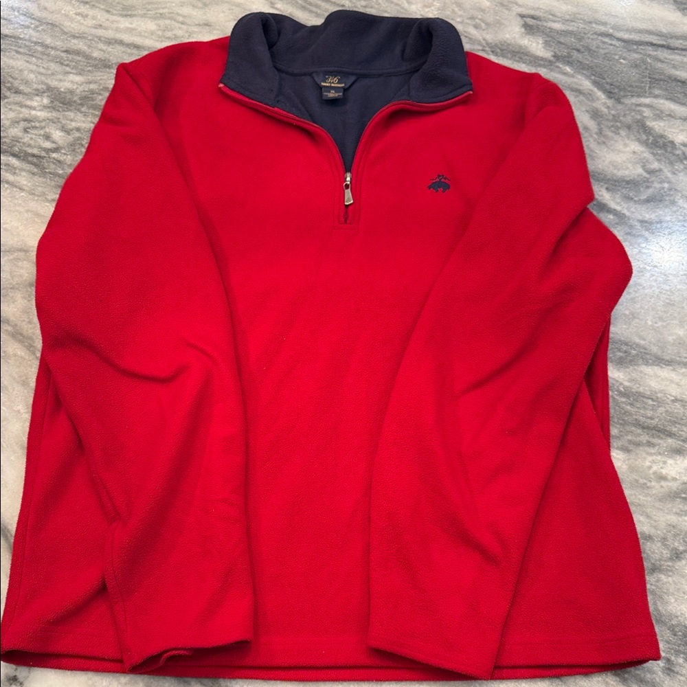 Brooks Brothers Red and Navy Zip-Up Sweater
